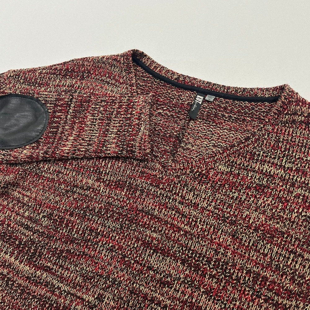 Kut from the Kloth Sweater V-Neck Elbow Patches Space Dye Red Boho Women‎ Size M